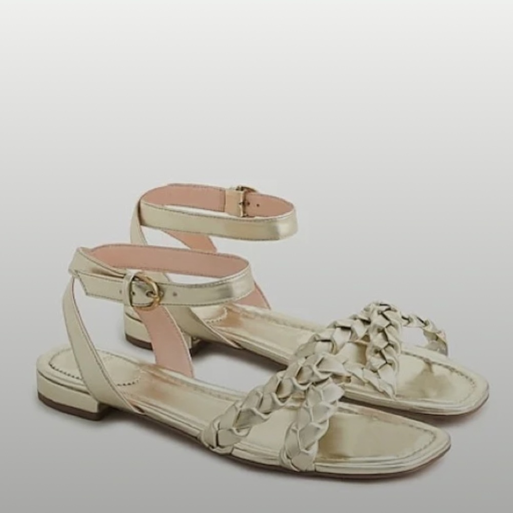 J. Crew Metallic Gold Cross Strap Sandal